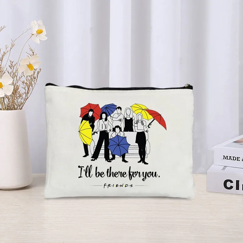 émission de télévision amis voyage organisateur cosmétique kawaii trousse de maquillage pour femmes sac à main écologique toile trousse à crayons maquillage pochette sacs