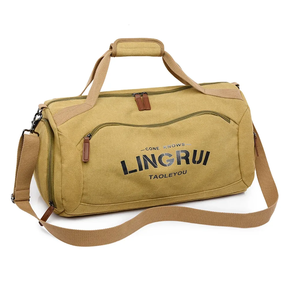 sac de voyage en toile pour homme, grande capacité, sac de week-end avec sangle initiée, durable et polyvalent pour les voyages de gym et une utilisation décontractée