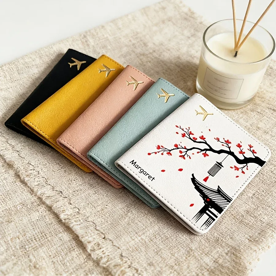 porte-passeport personnalisé à motif floral, léger, portable, portefeuille de voyage, porte-cartes, cadeau essentiel pour les vacances