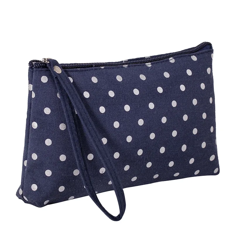 sac à cosmétiques en toile imperméable, sac à main décontracté, sac de rangement pour poudres lavables à pois