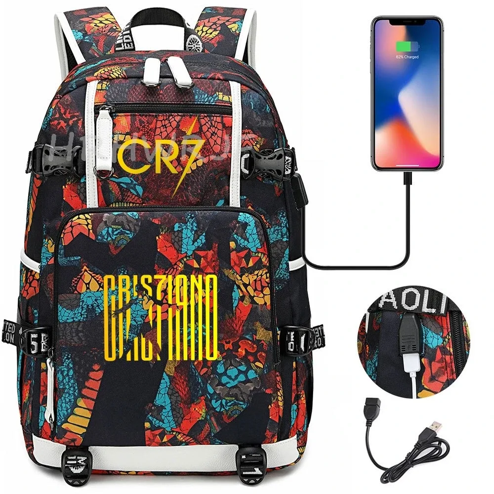 sac à dos d'étudiant cr7 football star, sac à dos camouflage à double bandoulière, sac à dos décontracté pour voyage et randonnée, sac à dos pour adolescents avec capacité pour ordinateur portable, mochilas