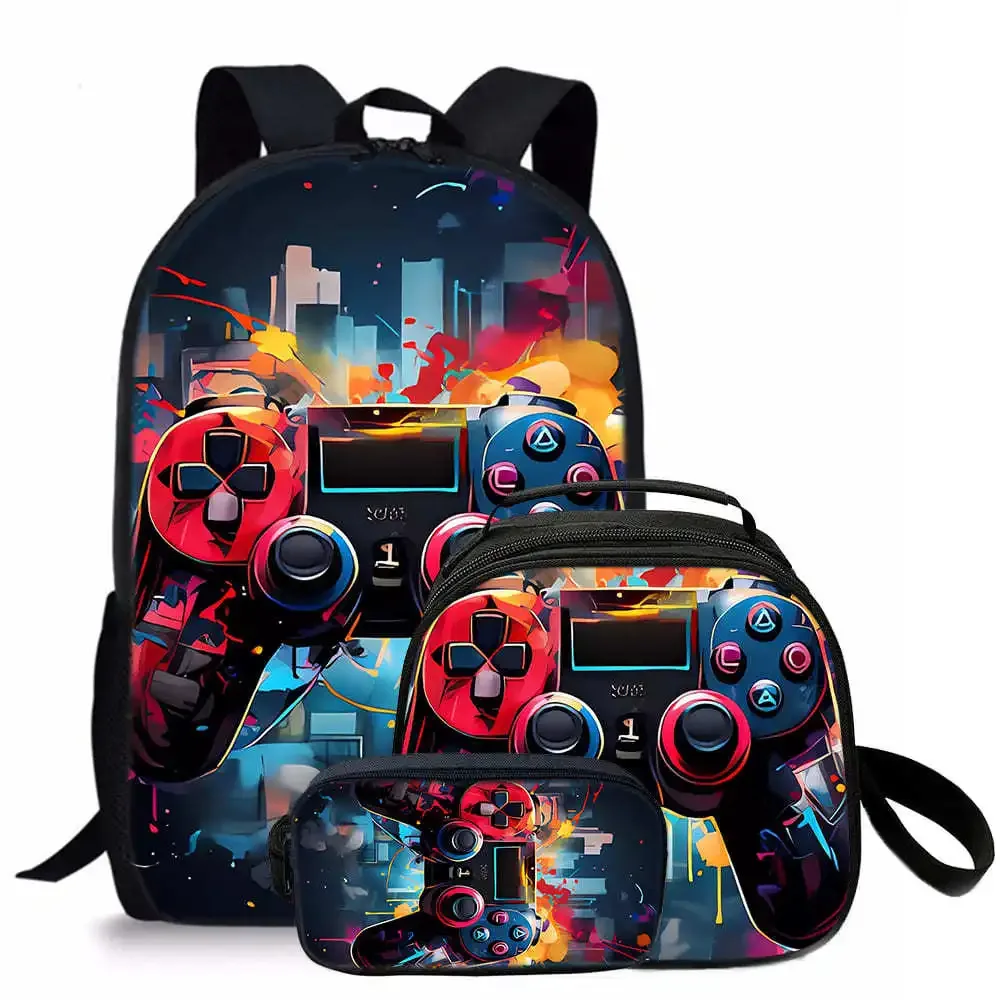 tapis de jeu tendance et populaire, imprimé en 3d, 3 pièces/ensemble, sacs d'école pour étudiants, sac à dos de voyage pour carnet de notes, sac à déjeuner à bandoulière, trousse à crayons