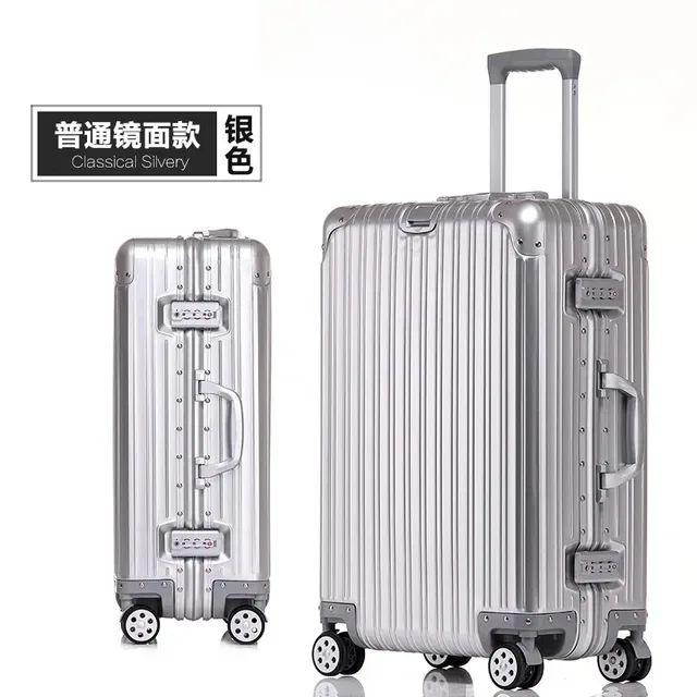 valise de voyage en alliage d'aluminium et de magnésium, nouveau style, roue muette de haute qualité, chariot à bagages roulants de 20/24/26/29 pouces, 100%