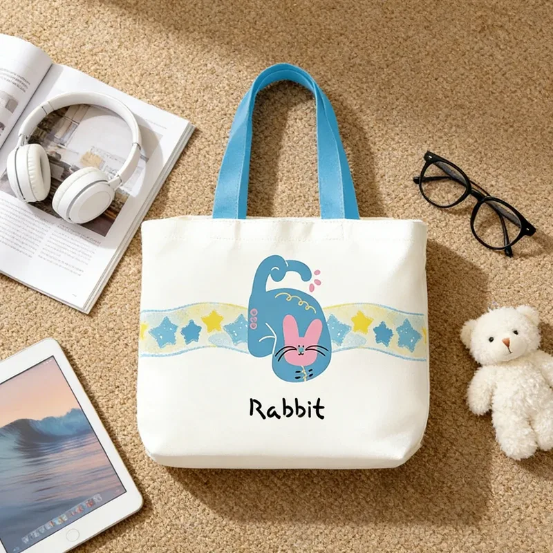 sac fourre-tout en toile mignon, mini sac à main de style coréen, sac à lunch portable pour étudiants et employés de bureau