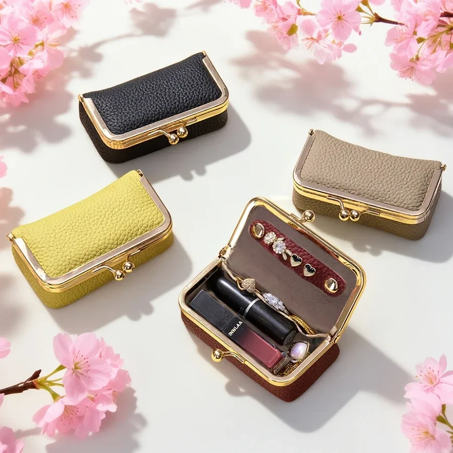 sac de rangement pour bijoux pour femmes, petit sac en cuir pu pour écouteurs, boîte de rangement pour bagues, colliers, boucles d'oreilles, mini porte-monnaie