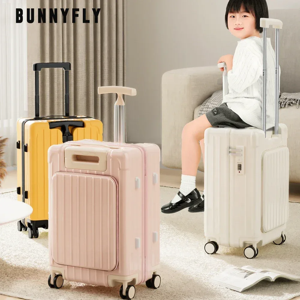 Valise pour enfants, valise d'embarquement à ouverture frontale, boîtier de chariot pour ordinateur portable, bagages avec roues Spinner, bagage à main pour voyage