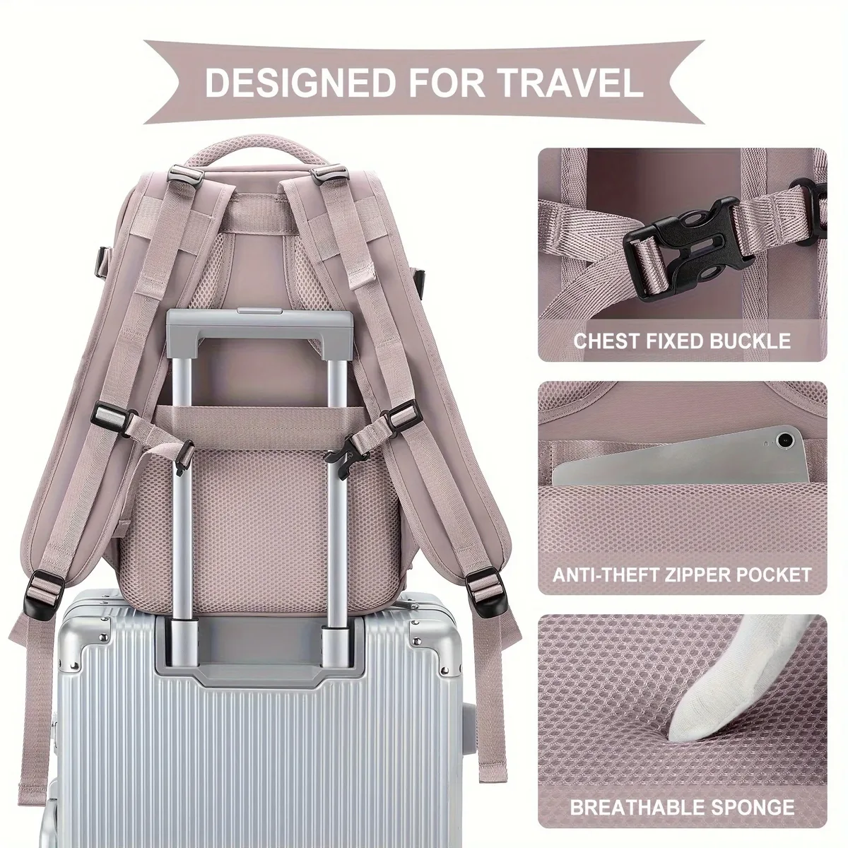 sac à dos grande capacité pour femme, séparation sec/humide, sacoche pour ordinateur portable, sac à dos multifonctionnel imperméable