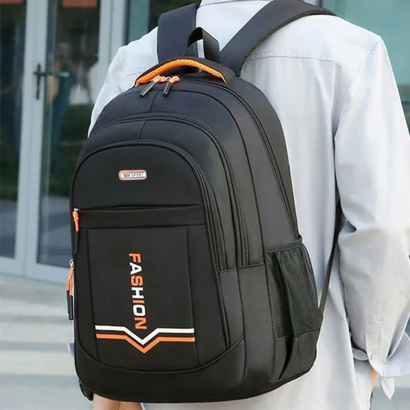 sac à dos de voyage noir uni décontracté, résistant aux chocs, pour adolescents, employés de bureau et randonnées en plein air