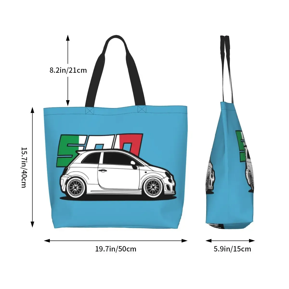 fiat 500 abarth shopping sac fourre-tout toile grande capacité sacs à bandoulière shopper épicerie sac à main pour les femmes