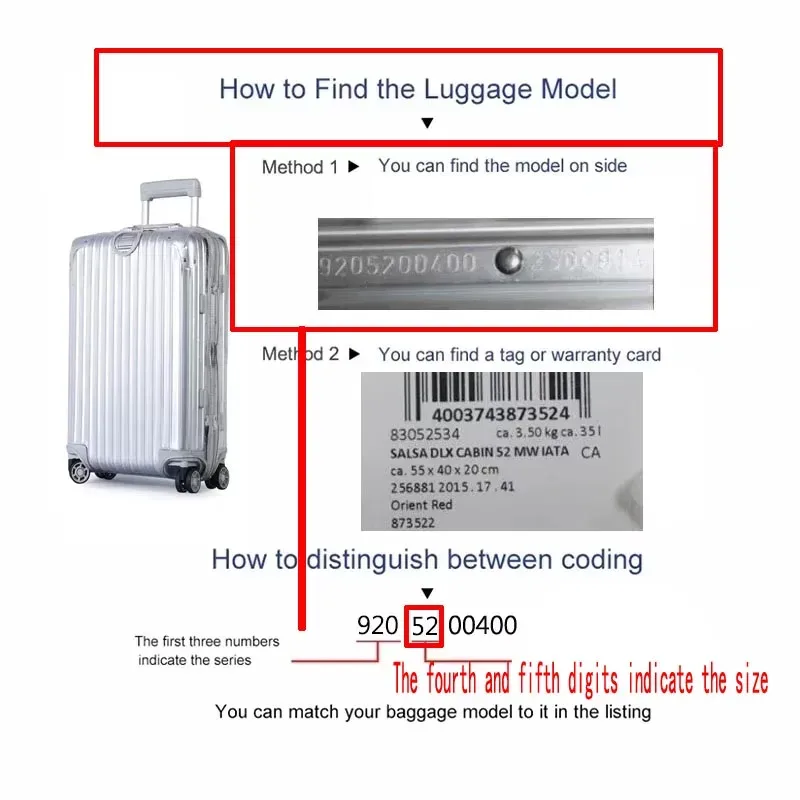 housse de protection anti-poussière en coton pour bagages rimowa, housses de valise rimowa pour 20"22"26"28"30"33