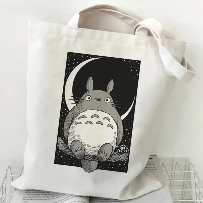 femmes dessin animé eco réutilisable sac à provisions femme épaule shopper sac fourre-tout studio ghibli collège sac à main rétro grandes dames