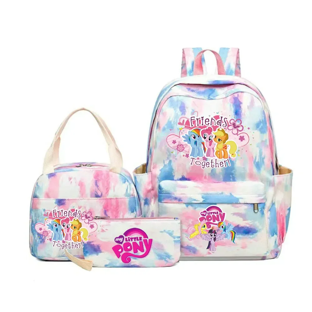 sac à dos my little pony, ensemble de 3 pièces, sac d'école pour étudiants, trousse à crayons, sac à dos de voyage pour adolescents, sac à dos décontracté pour ordinateur portable, mochilas