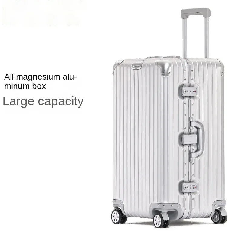 valise en alliage d'aluminium et de magnésium 100%, bagage métallique extra large, grande capacité, valise de voyage épaisse de 30 pouces, bagage de 32 pouces