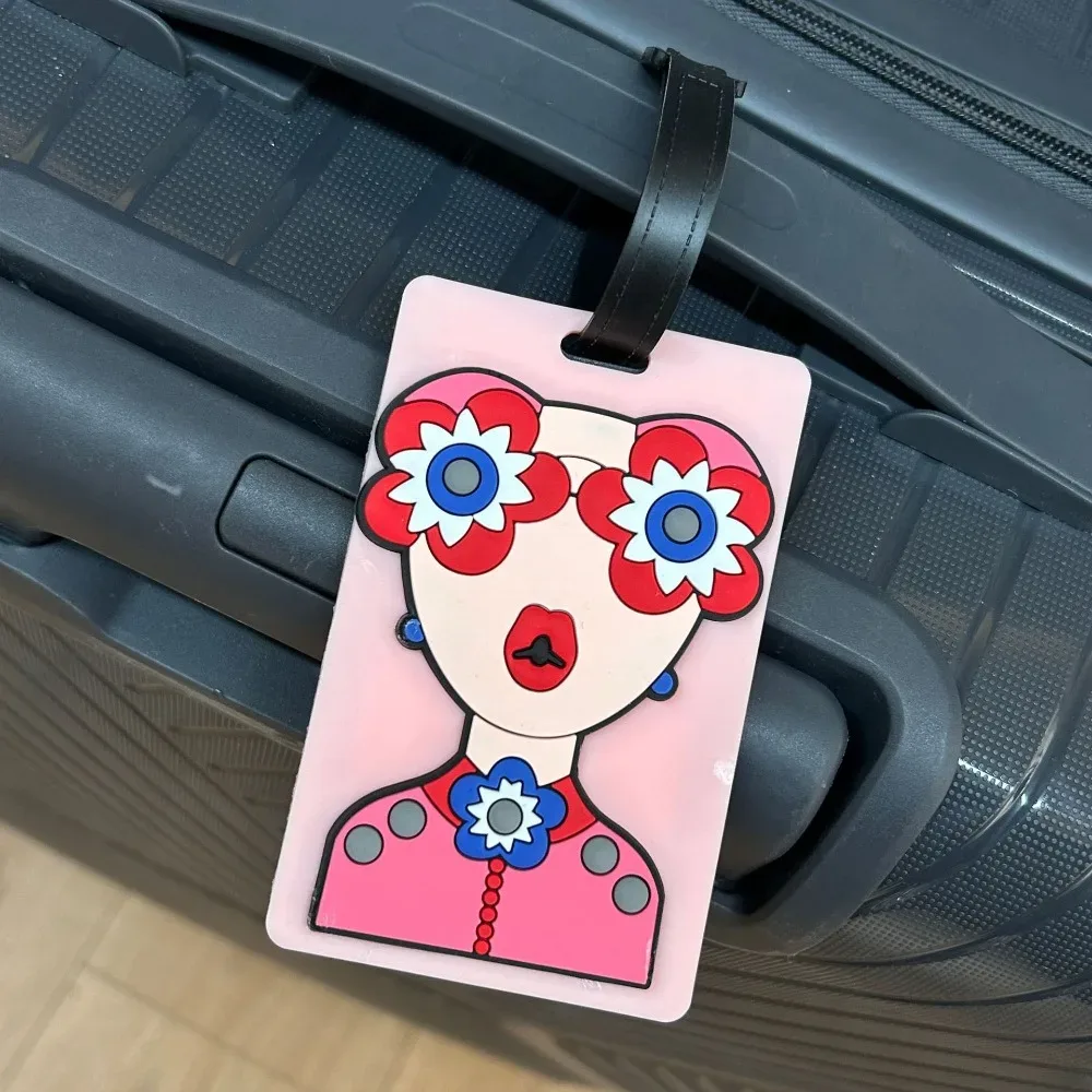 étiquette de bagage en silicone souple, mignonne, avec lanière, étiquette d'identification de valise pour fill