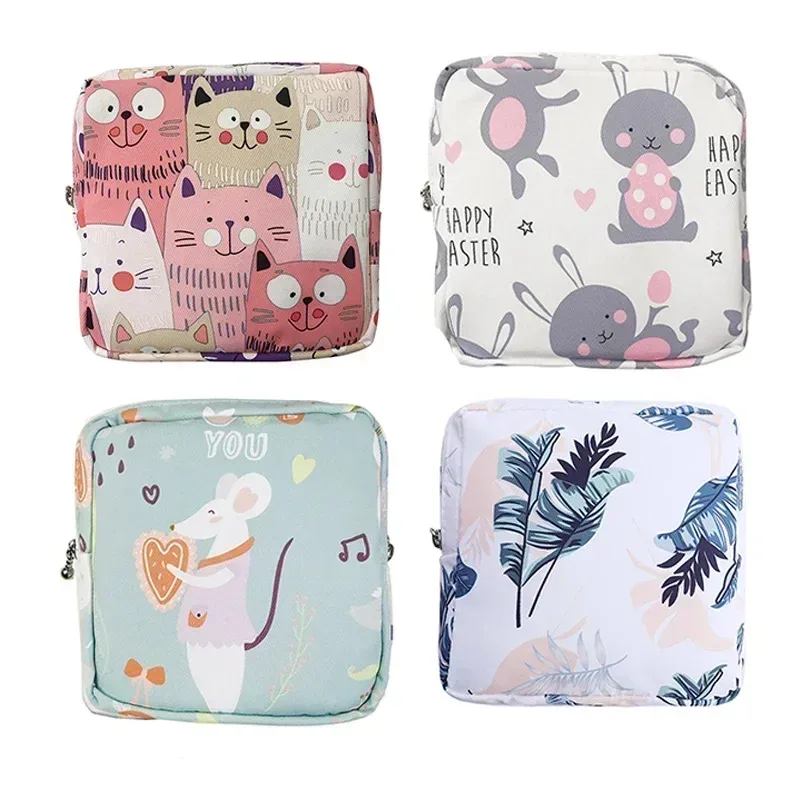 Dessin animé mignon fille sac cosmétique Mini serviettes hygiéniques rouge à lèvres stockage trousse de maquillage voyage trousse de toilette trousse de beauté maquillage organisateur sac