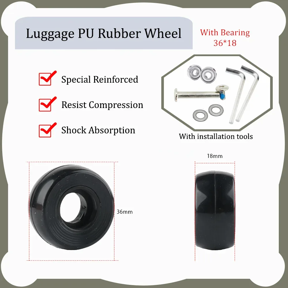 rouleaux de compression en caoutchouc pu pour bagages, roue de remplacement, valise à roulettes, boîte à mot de passe de voyage, accessoires de réparation, degré d'usure
