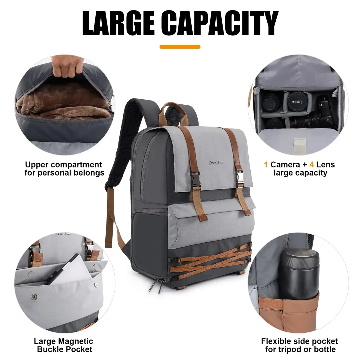 sac à dos pour appareil photo. sac pour appareil photo étanche, sac de photographie de voyage multifonctionnel, boîte pour appareil photo, pour canon/nikon/ dslr/digital dslr