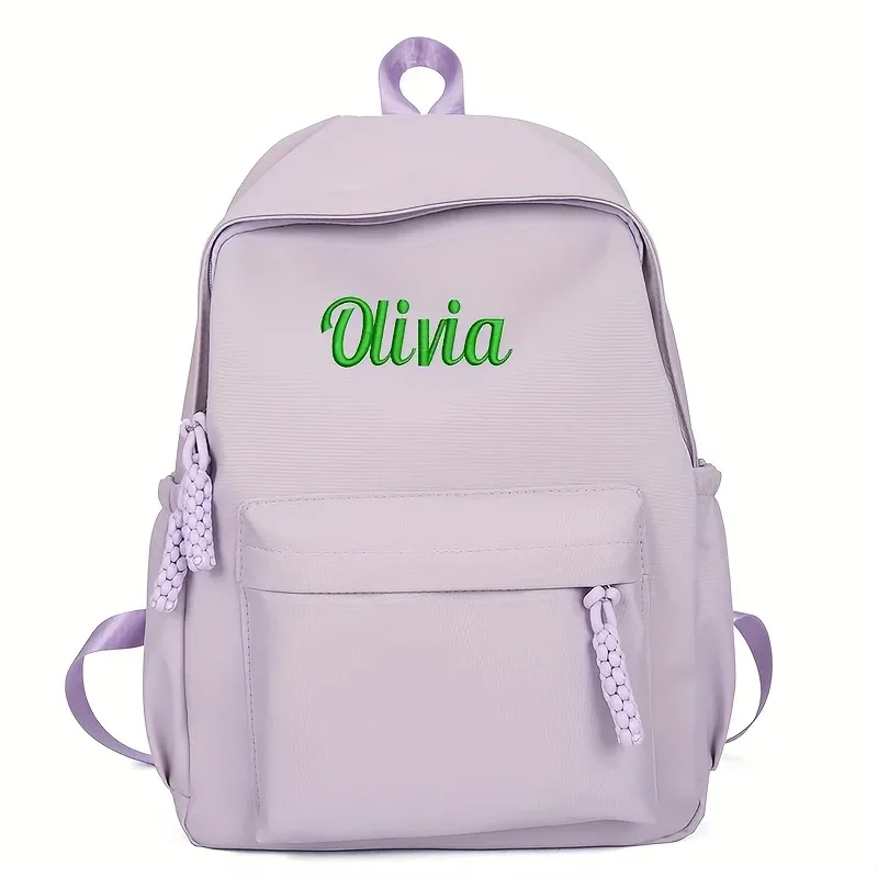 sac à dos pour enfant brodé avec nom personnalisable, grande capacité pour l'école et le cadeau, sac à dos personnalisé pour fille et garçon