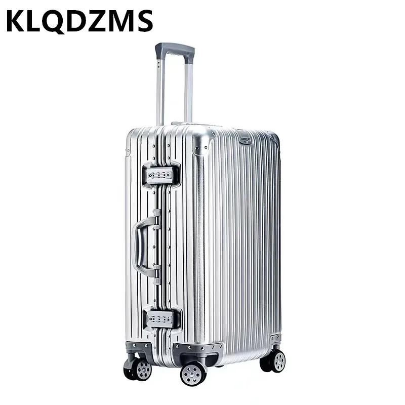 klqdzms bagage de voyage de haute qualité en alliage d'aluminium et de magnésium, grande capacité, valise de voyage de 20 pouces, sac de voyage d'affaires