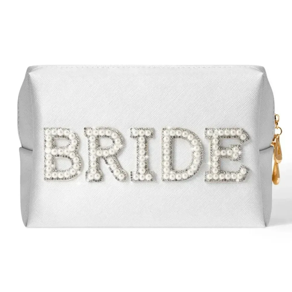trousse de maquillage à perles scintillantes, trousse à cosmétiques portable pour future mariée, pochette de toilette pour enterrement de vie de jeune fille, accessoires cadeaux de mariage, 1 pièce