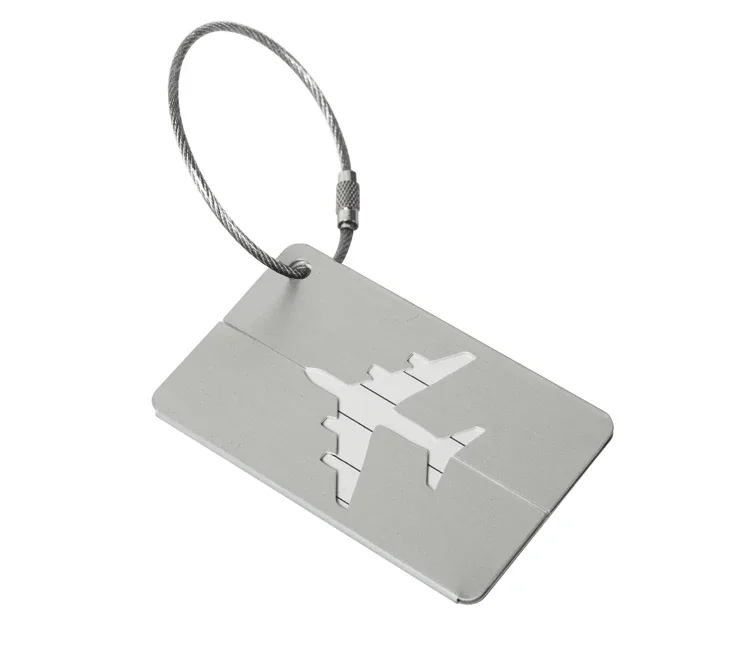 étiquette de bagage de voyage en aluminium de qualité supérieure, identification de bagage durable avec porte-carte de visite, étiquette de mode, accessoires de voyage