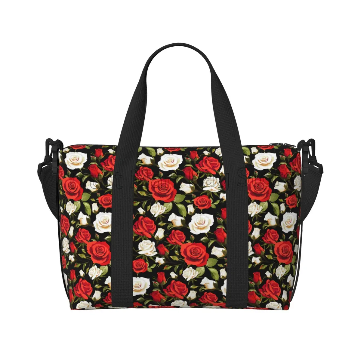 sacs de voyage à imprimé de roses rouges pour femmes, fourre-tout portable, étanche, idéal pour le week-end, la nuit, la salle de sport et la plage, 03/