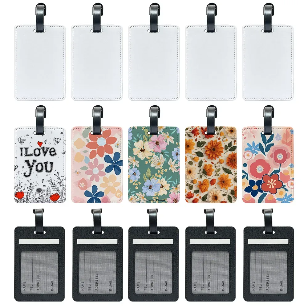 étiquettes de bagage en cuir pu avec image personnalisée, étiquettes d'identification étanches pour photos personnalisées, voyage d'affaires, passe d'embarquement en cuir haut de gamme