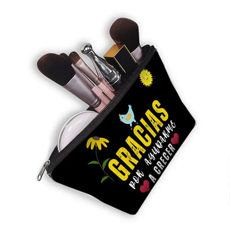 merci enseignant/ gracias maestra/ merci maitresse trousse à cosmétiques femmes trousse de maquillage filles organisateur cosmétique cadeau de remise des diplômes
