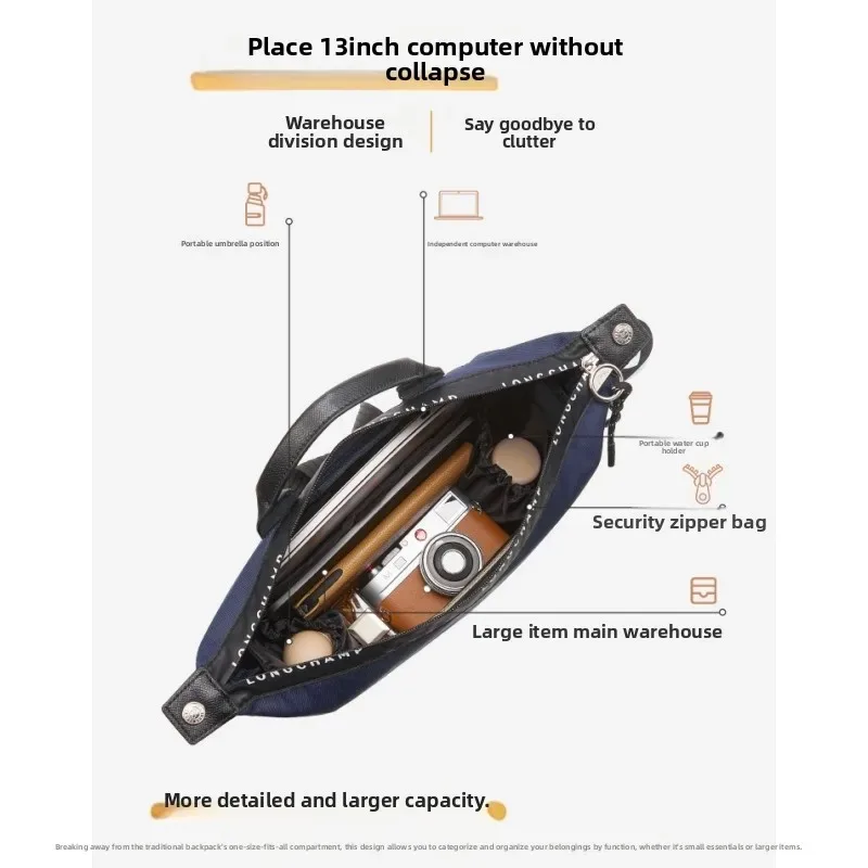 organisateur de sac à dos longchamp energy en nylon pour ordinateur portable, support de forme, doublure de rangement intérieure, séparateur de sac à main, protecteur