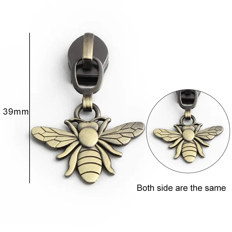 5/10/20 pièces en forme d'abeille 5 #   têtes de fermeture éclair pour fermetures éclair en nylon, tirettes de fermeture éclair pour sacs, vêtements, bagages, kit de réparation, accessoires de couture diy
