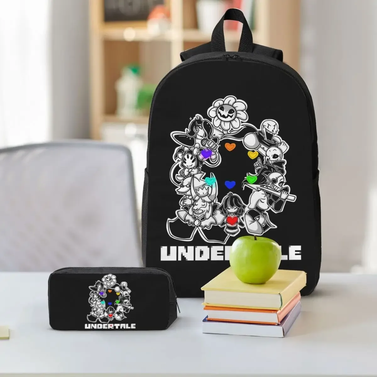 sac à dos game undertale determination pour garçons et filles, sac d'école, sac à bandoulière pour ordinateur, sac à déjeuner isotherme 3ps, trousse à crayons