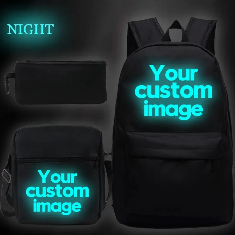 bricolage sac à dos livraison directe client sac à dos étudiant cartable 3 pièces/ensembles sacs à bandoulière logo personnalisé sacs hommes livre sacs mochila