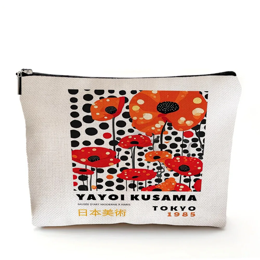 yayoi kusama dame sac à main de mariage sacs de maquillage art japonais fille sac cosmétique double impression femmes organisateur de voyage portefeuille enfant