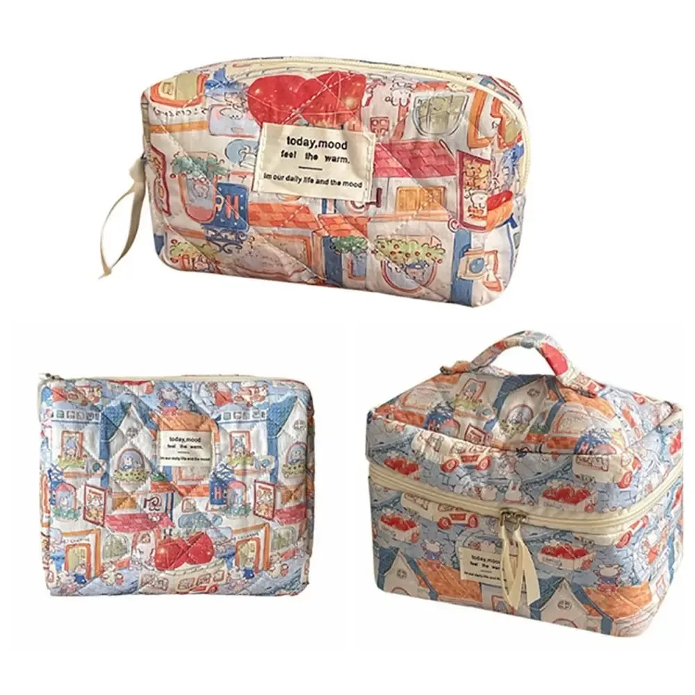 sac de maquillage à motif d'animaux de dessin animé de haute qualité, pochette à fermeture éclair de grande capacité, sac matelassé, trousse de toilette, organisateur de voyage