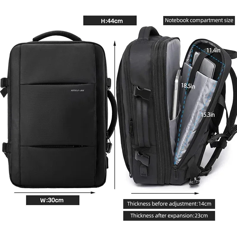 heroic knight sac à dos de voyage hommes sac à dos d'affaires école extensible usb sac grande capacité 15.6 ordinateur portable sac à dos étanche sac