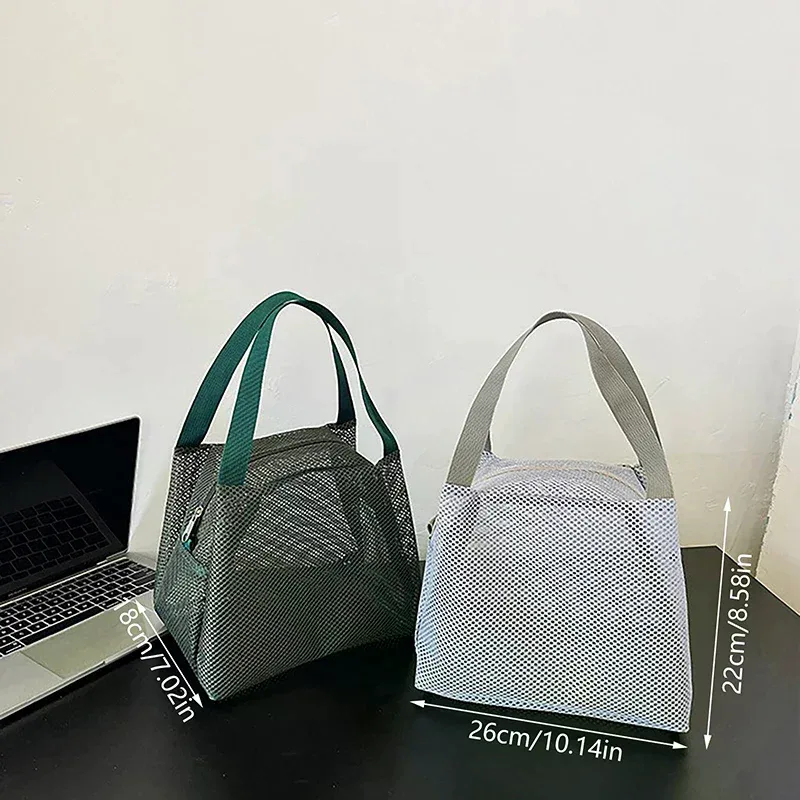 sac de toilette de voyage, sac à maquillage, sac en maille de grande capacité avec poignée, sac de plage portable, pochette à fermeture éclair pour cosmétiques