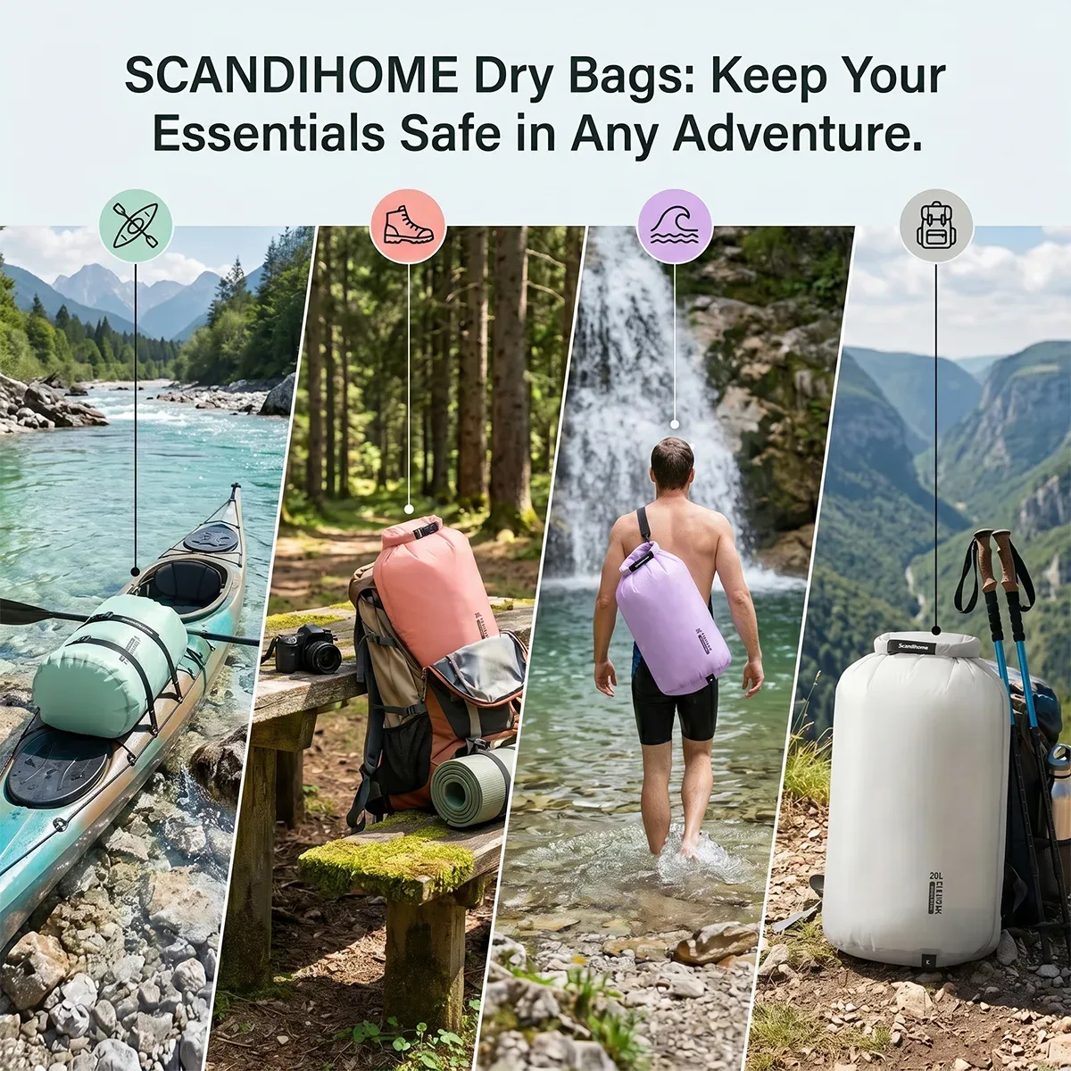 sac étanche ultraléger pour vêtements, sac de rangement léger à enroulement, organisateur de voyage pour bagages, natation, plein air