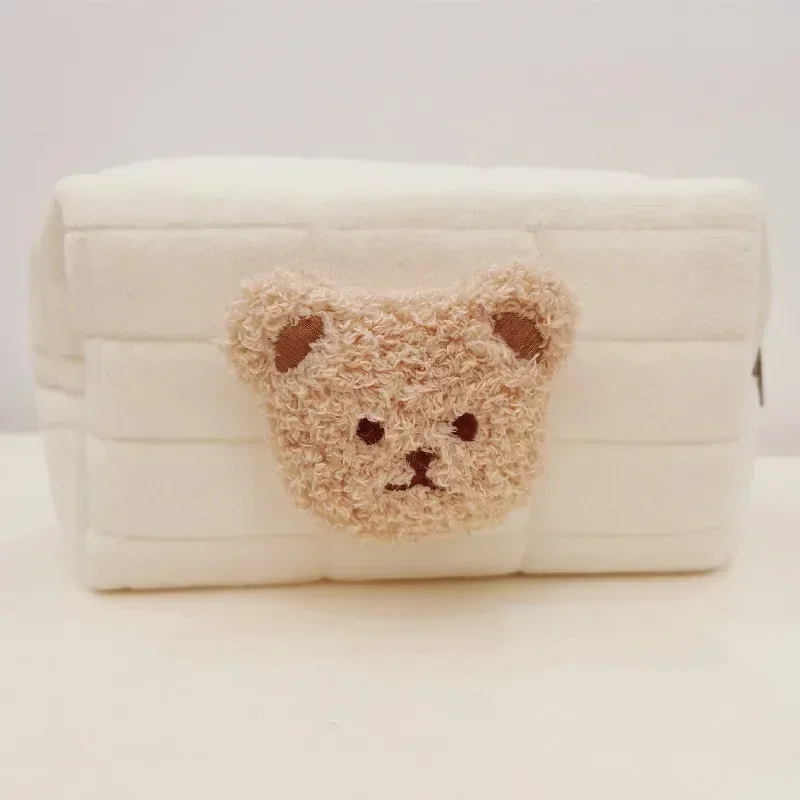 trousse de toilette portable ours mignon pour bébé, sacs à cosmétiques, pochette à couches, organisateur d'articles pour bébé, sac à cluth en coton réutilisable pour maman