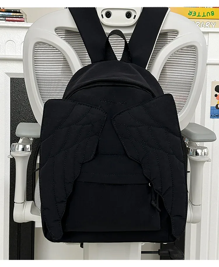 sac à dos pour femmes avec ailes d'ange, sac à dos en toile polyvalent pour filles, sac de voyage d'extérieur de grande capacité