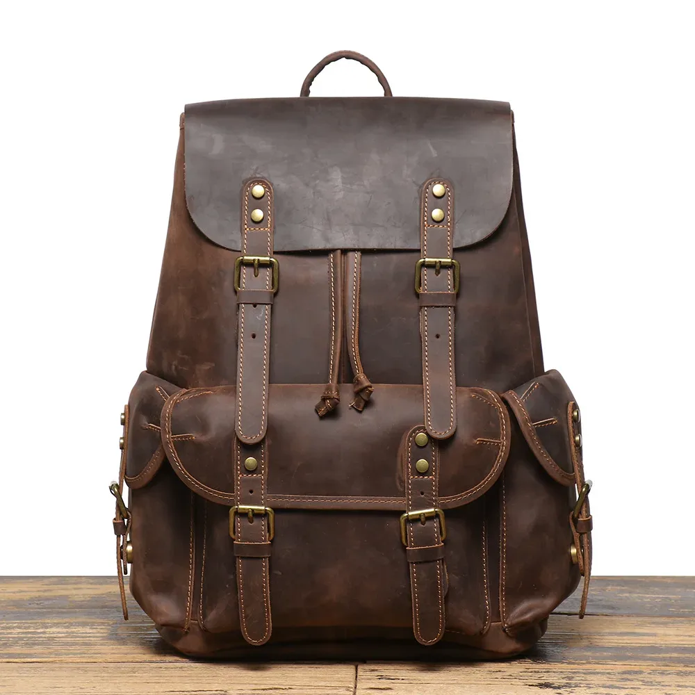 sac à dos vintage en cuir de vache véritable fait main pour homme, voyage, école, collège, décontracté, rétro, élégant, unique