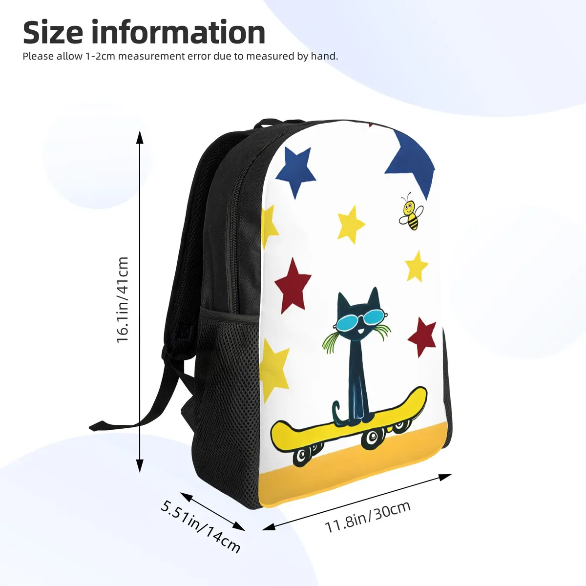 sac à dos élégant pete cat pour femmes et hommes, style outdoor, grands sacs de lycée, sac à dos de créateur