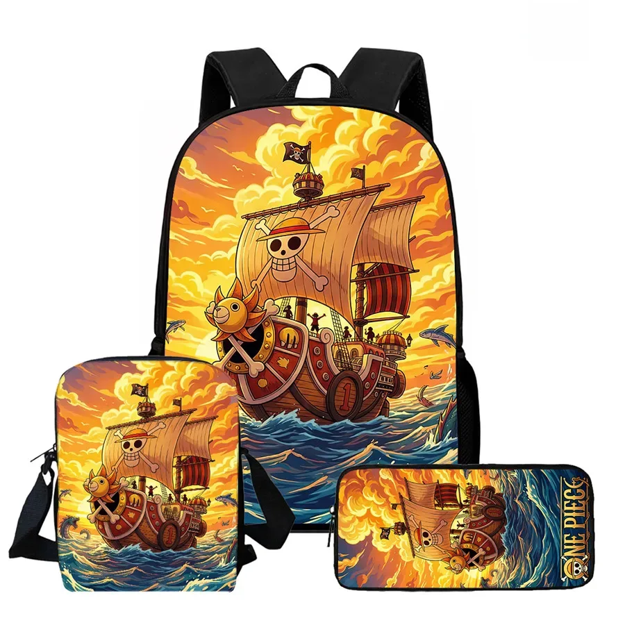 ensemble de 3 sacs à dos scolaires légers one piece avec sac bandoulière et trousse à crayons, sac à dos unisexe pour garçons et filles de 6 à 10 ans