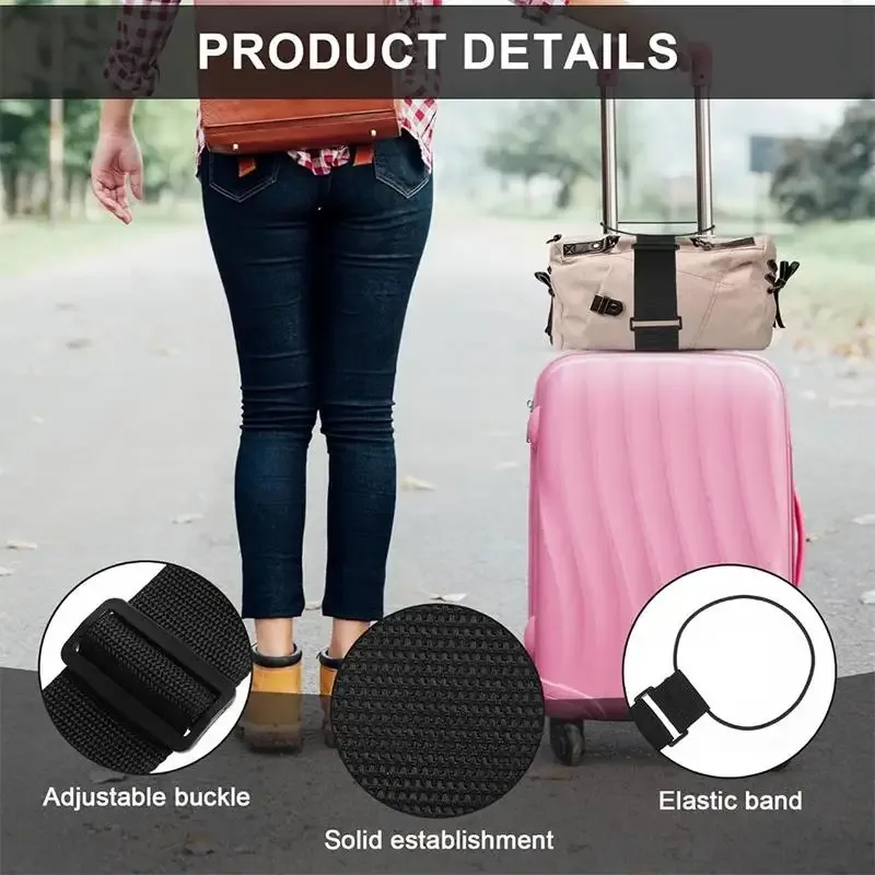 sangles de bagages élastiques réglables, 2 pièces, ceintures antidérapantes durables pour la sécurité des valises, hôtel, avion, voyage