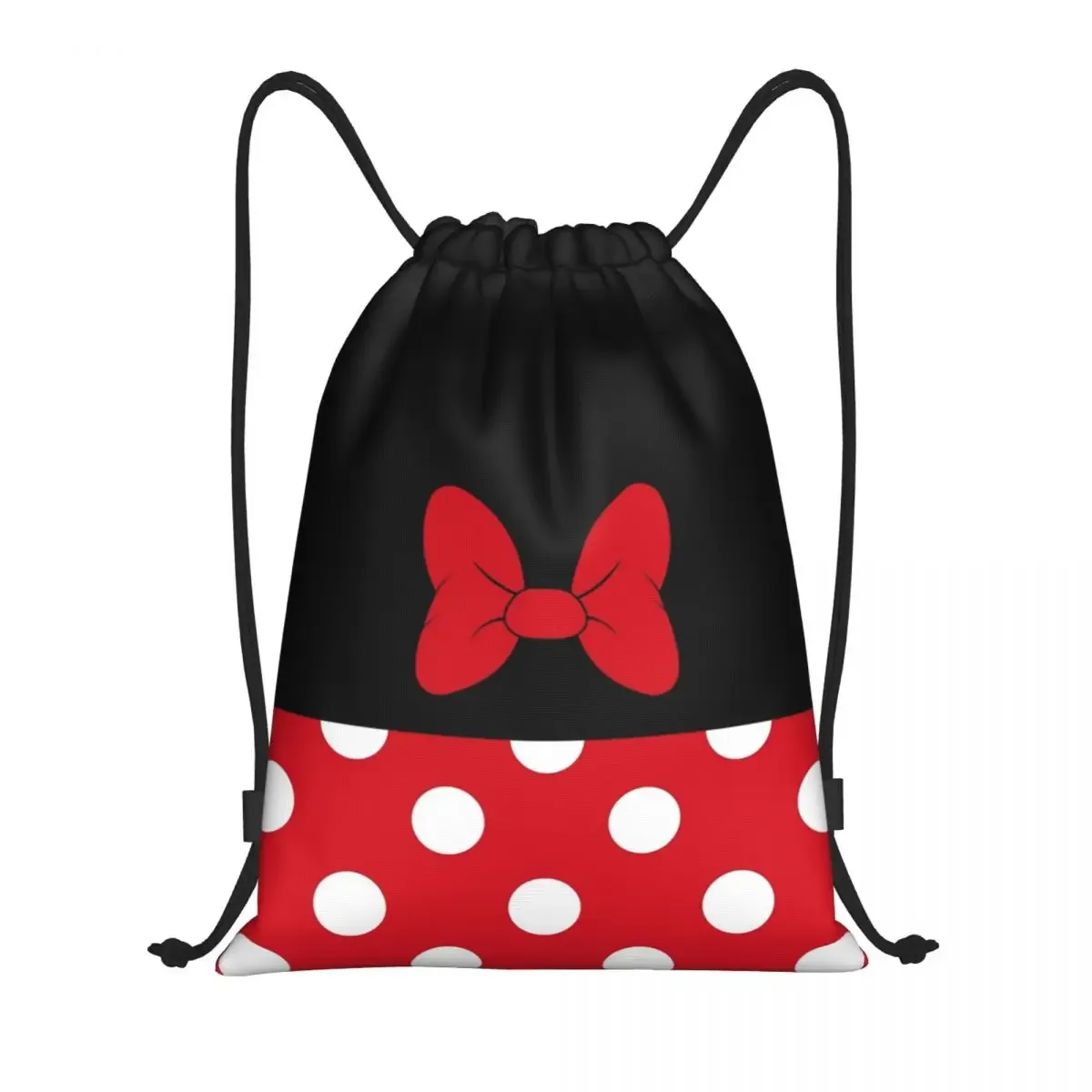 sacs à cordon personnalisés minnie à pois pour femmes, sac à dos pliable pour sport, personnages animés animés, sacs à dos de rangement pour formation