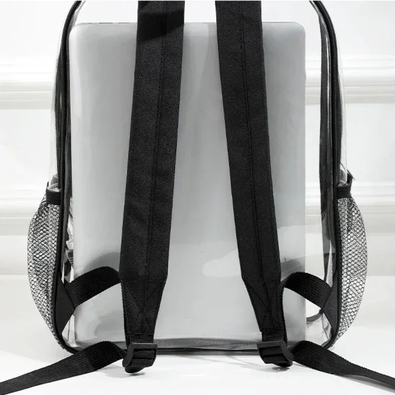 sac à dos transparent de grande capacité, décontracté, fermeture éclair, étanche, sac d'école, sac à dos visible en pvc, sac de voyage pour femmes