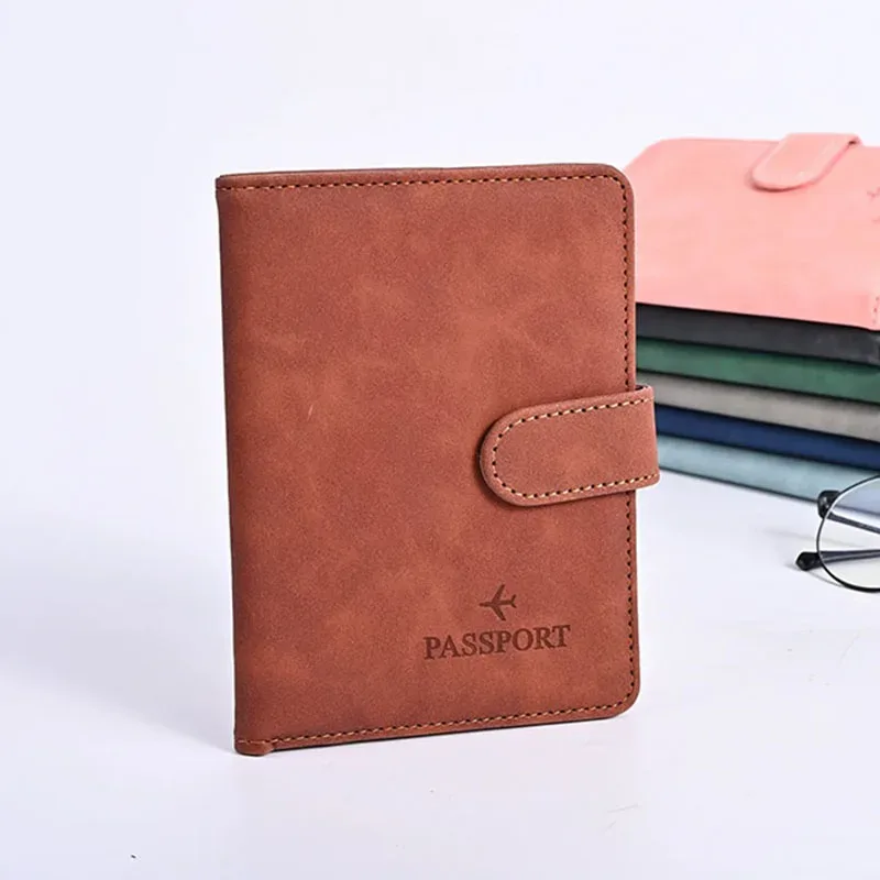 étui porte-passeport en cuir étanche avec porte-cartes de crédit, housse de voyage mignonne pour femme/homme avec boucle