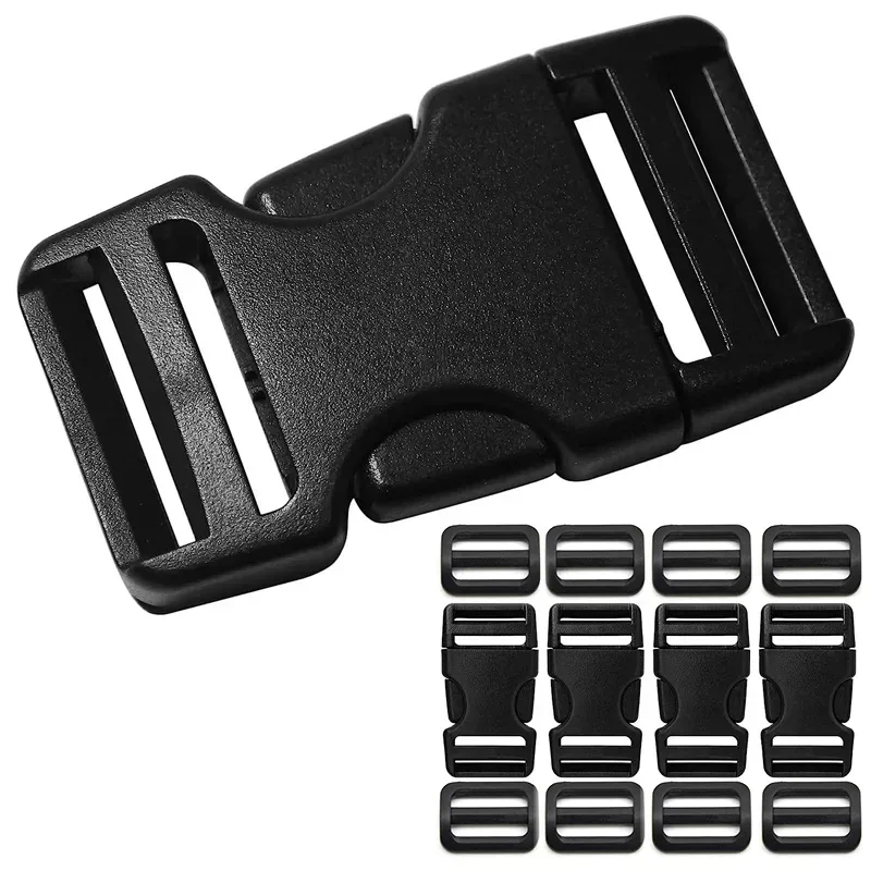 4 ensembles de boucles pour sangles, boucle de dégagement, Clip en plastique double réglable, pour bagages, sangle en Nylon, sangle pour sac à dos d'extérieur