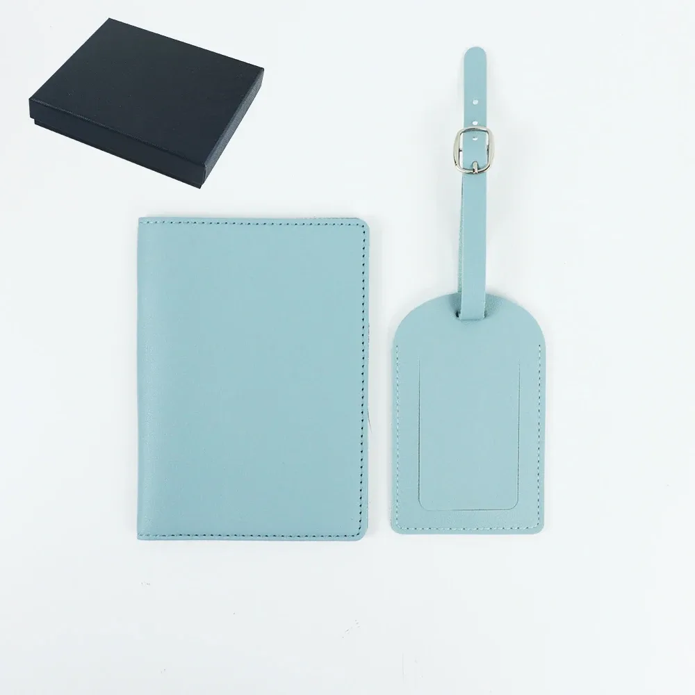 ensemble cadeau de porte-passeport en cuir pu personnalisé avec nom, porte-bagages, porte-cartes multi-fentes, portefeuille grande capacité, porte-passeport