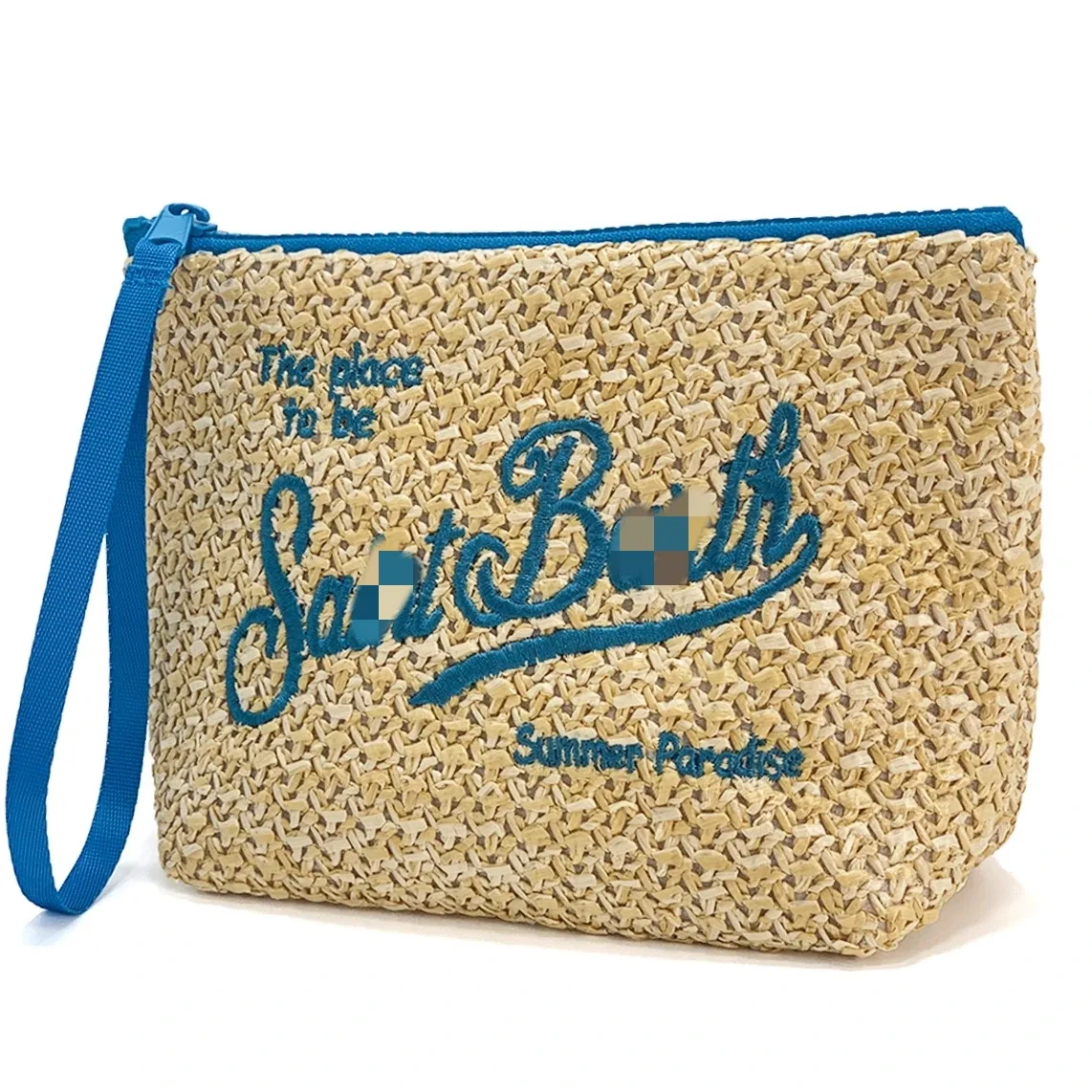 trousse de maquillage en paille, pochette de toilette à la mode, pochette, sac de rangement de cosmétiques, organisateur de voyage avec étiquettes et étiquettes