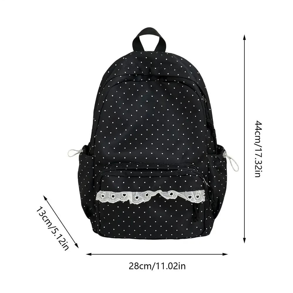 sac à dos mignon en dentelle à pois, esthétique, pour ordinateur portable, pour femmes et filles, idéal pour les trajets quotidiens, les voyages, les camps d'été et l'université.